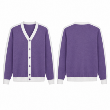 Purple and White Button-Front Knit Cardigan
