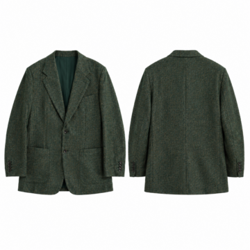 Forest Green and Gold Heathered Single-Breasted Blazer