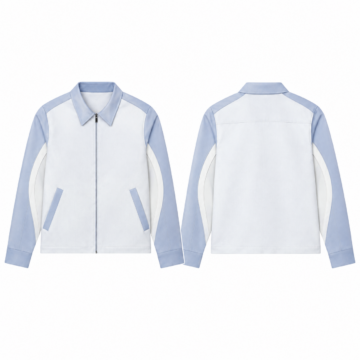 Blue and White Relaxed Single-Breasted Blazer