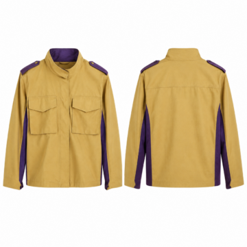 Gold and Purple Relaxed Stand Collar Field Jacket