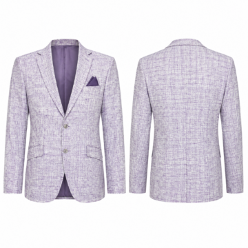 White and Purple Tailored Single-Breasted Blazer