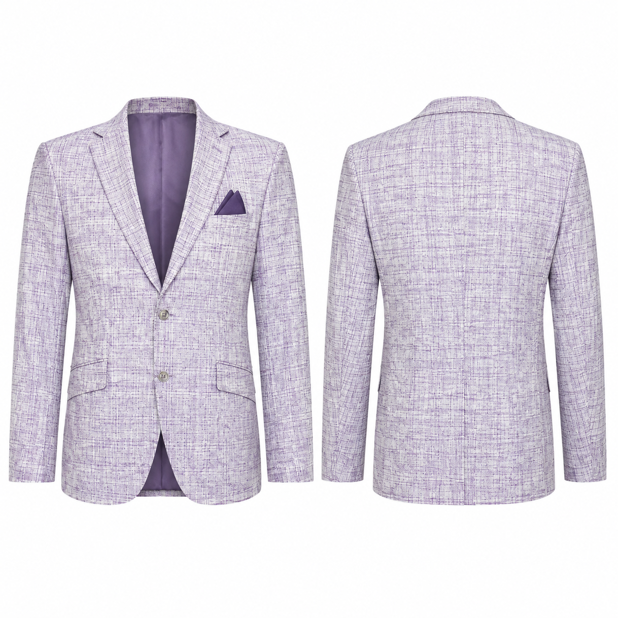 White and Purple Tailored Single-Breasted Blazer