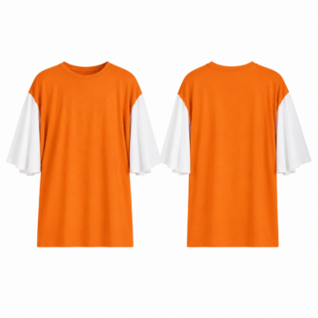 Orange and White Oversized Short-Sleeve T-Shirt
