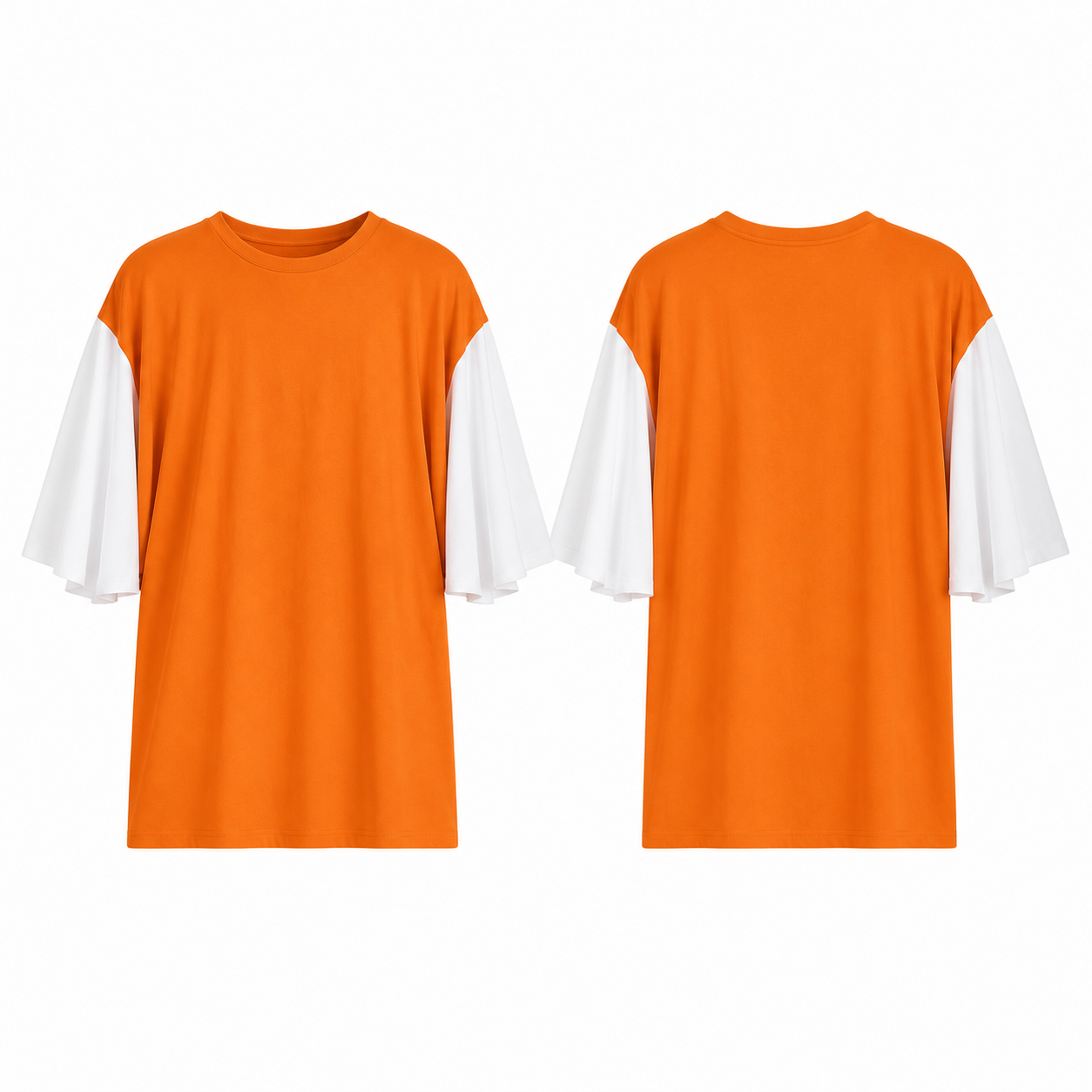 Orange and White Oversized Short-Sleeve T-Shirt