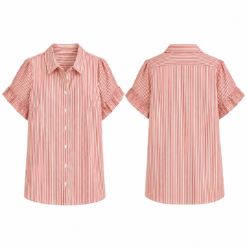 Gold and Red Color Block Short Sleeve Top