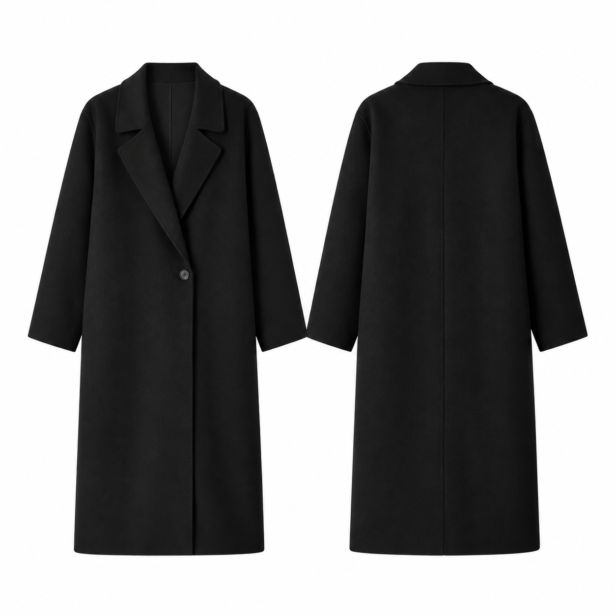 White and Black Longline Single-Breasted Coat