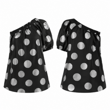 Black and Silver Color Block Short Sleeve Top