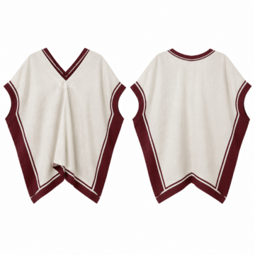 White and Burgundy Color Block Short Sleeve Top