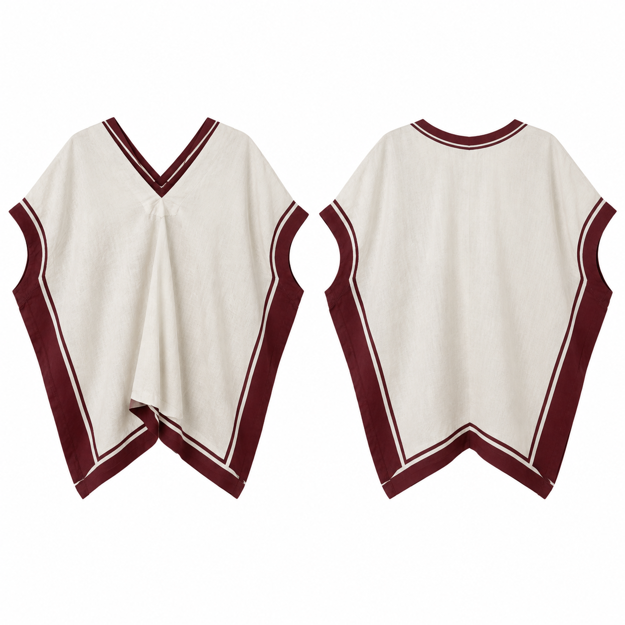White and Burgundy Color Block Short Sleeve Top
