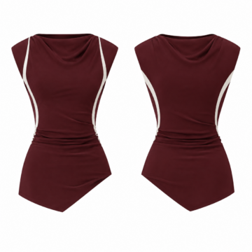 Burgundy and White Colorblock Top