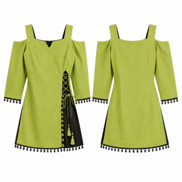 Lime and Black Colorblock Casual Top