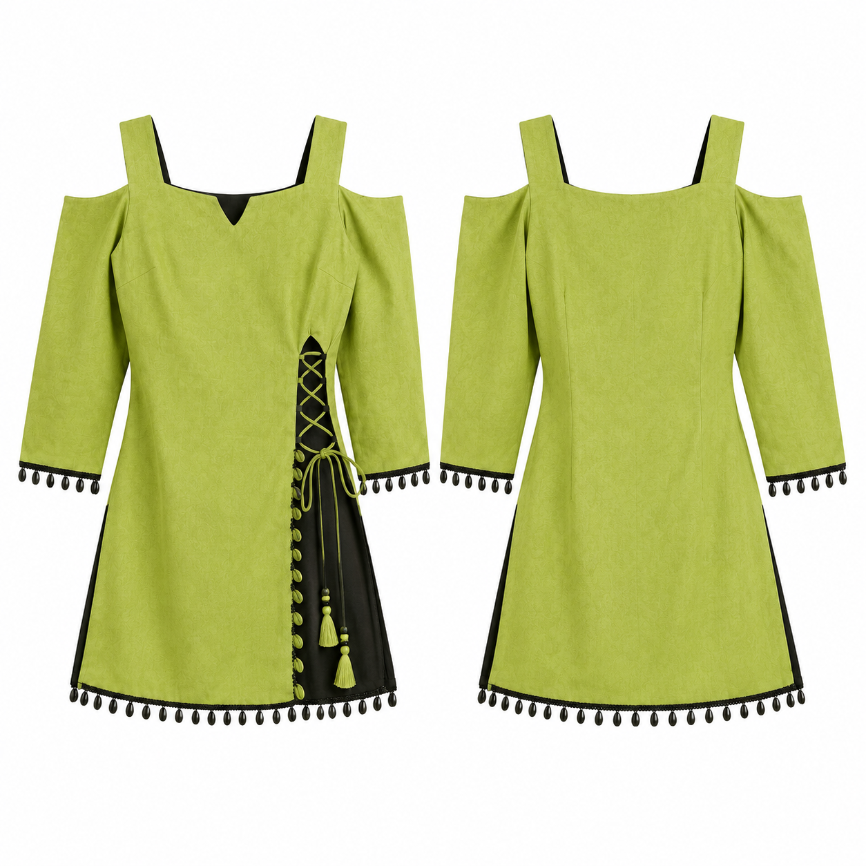 Lime and Black Colorblock Casual Top